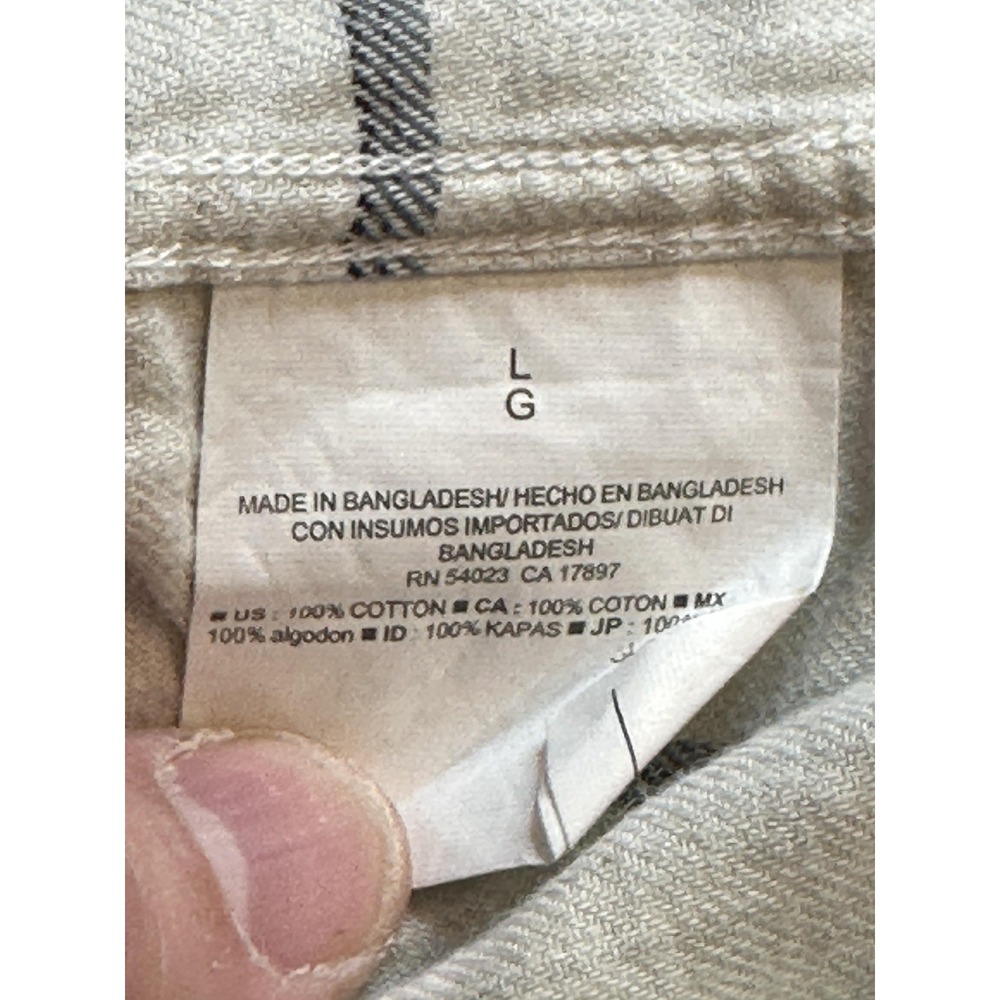 Old Navy Shirt Mens Large Gray Windowpane Plaid Slim Fit Flannel Long Sleeve - Picture 7 of 14